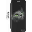 Чехол-книжка Зеленоглазая кошка на Xiaomi Redmi A1+ / Сяоми Редми А1 Плюс черный зеленый, серый, черный