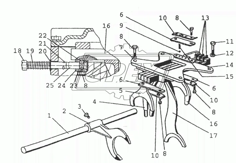 50-1702095-А1 Поводок L=250 (вилки 4и5 передачи) с/и МТЗ РУП-0